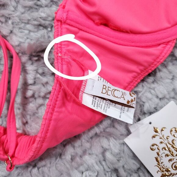 Becca By Rebecca Virtue Moon Ridge Underwire Swim Bikini Top Size Large Pink - Picture 7 of 8